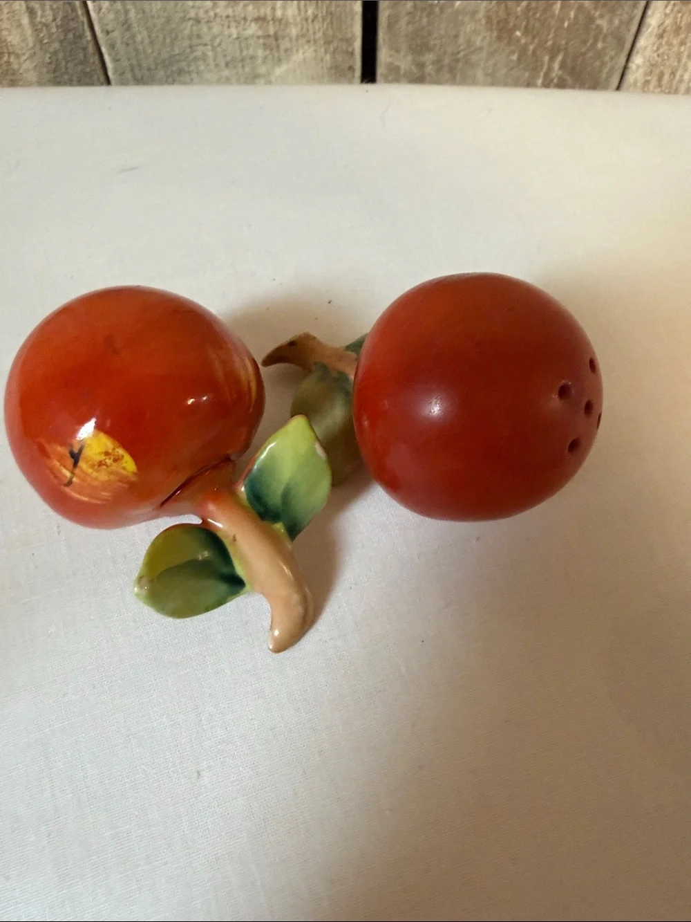 Vintage Ceramic Apple Salt & Pepper Set Marked Japan